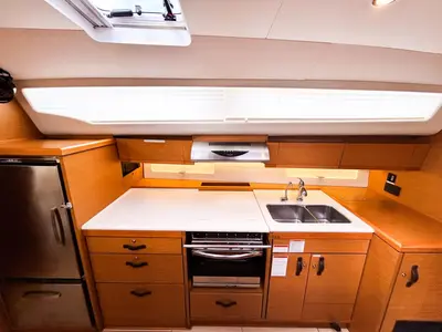 Galley of Paradise Found, a Jeanneau 54 sailboat at Ribishi, Saint Vincent and the Grenadines