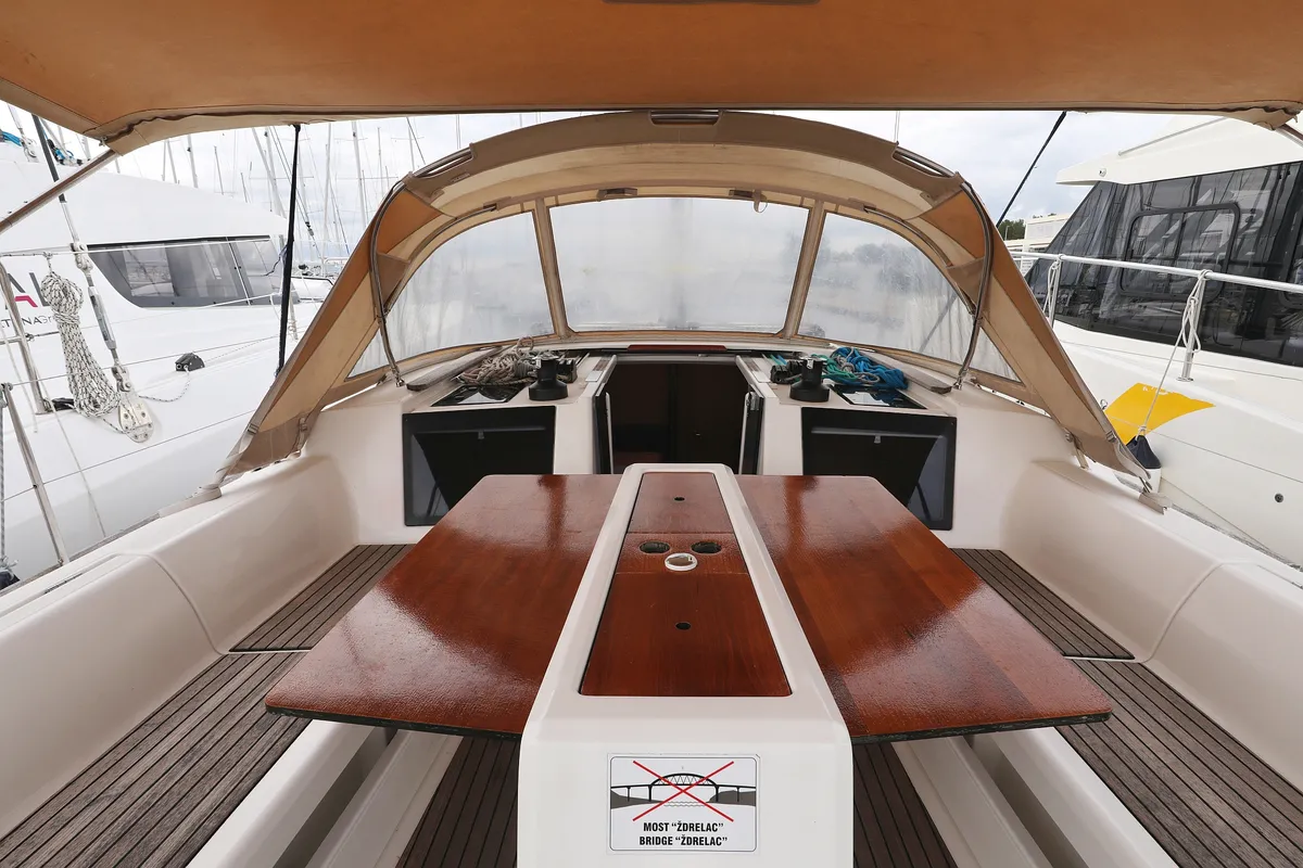 Deck of Family Office, a Dufour 412 GL sailboat at Općina Sukošan, Croatia