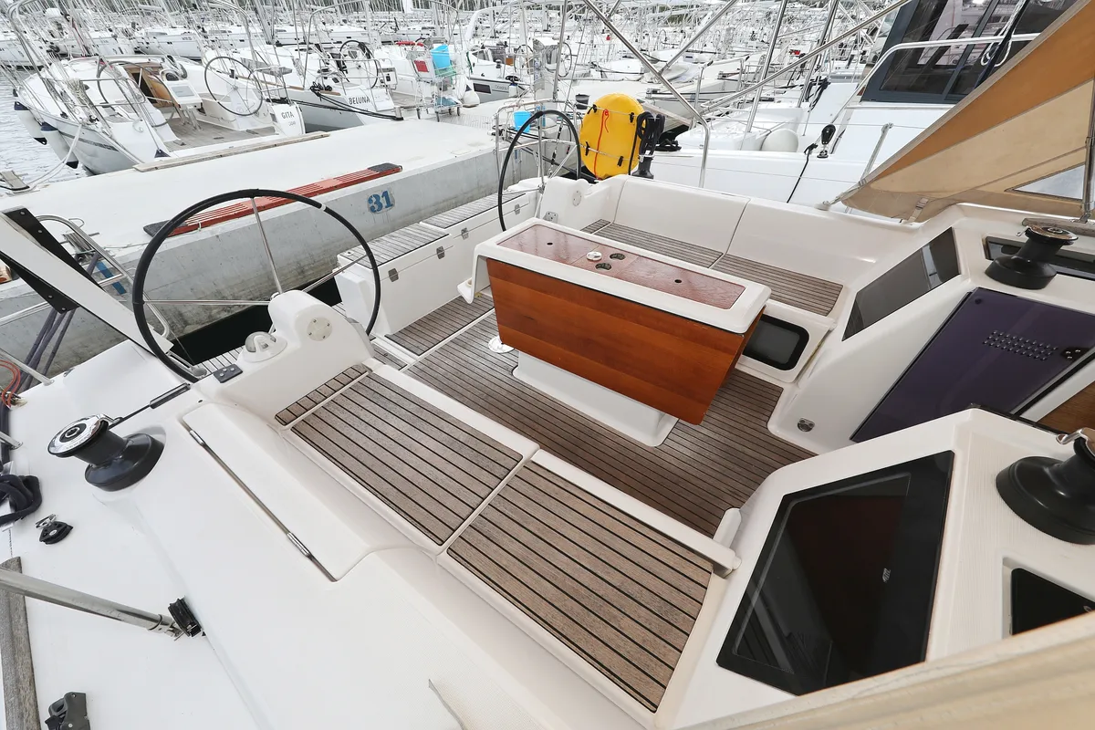 Deck of Family Office, a Dufour 412 GL sailboat at Općina Sukošan, Croatia