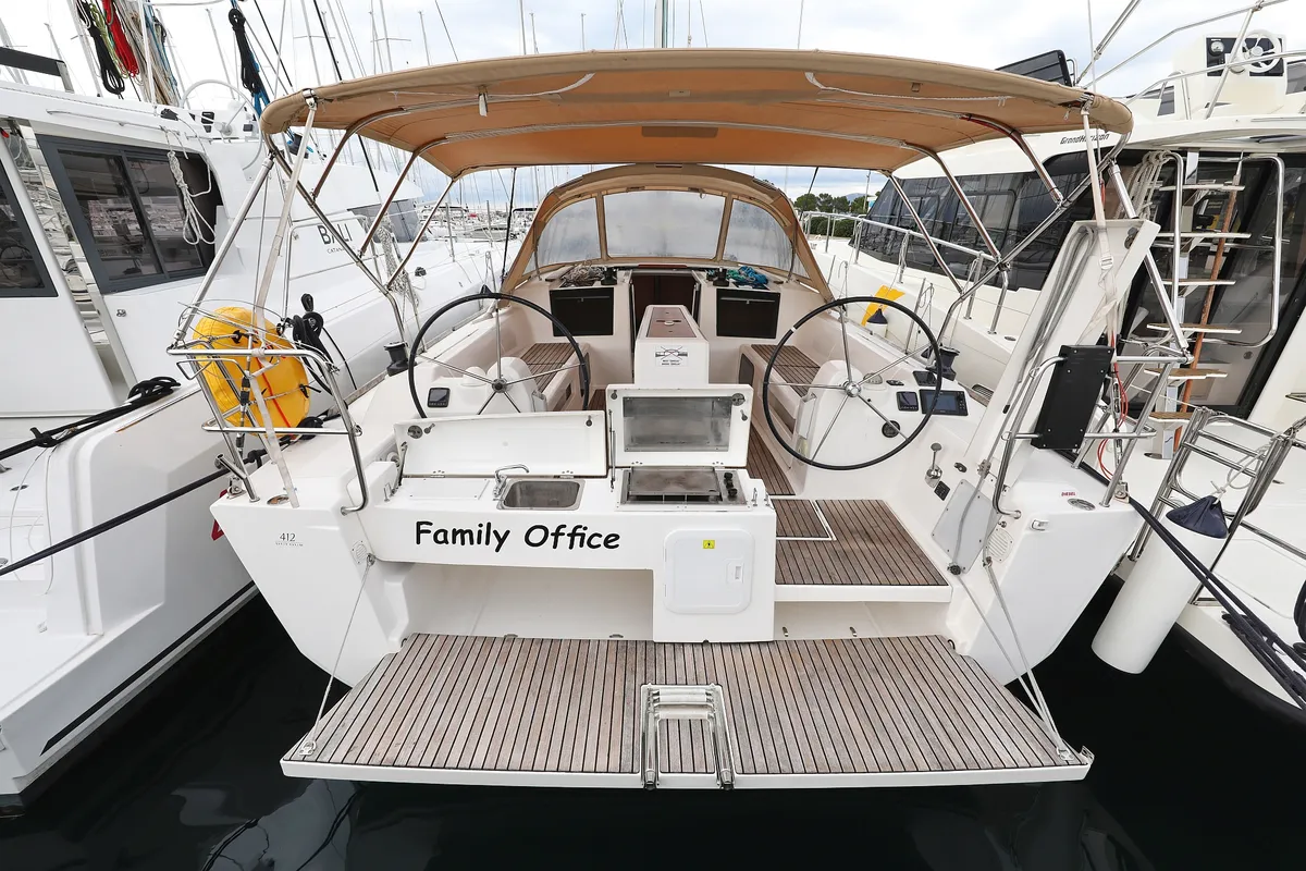 Exterior view of Family Office, a Dufour 412 GL sailboat at Općina Sukošan, Croatia