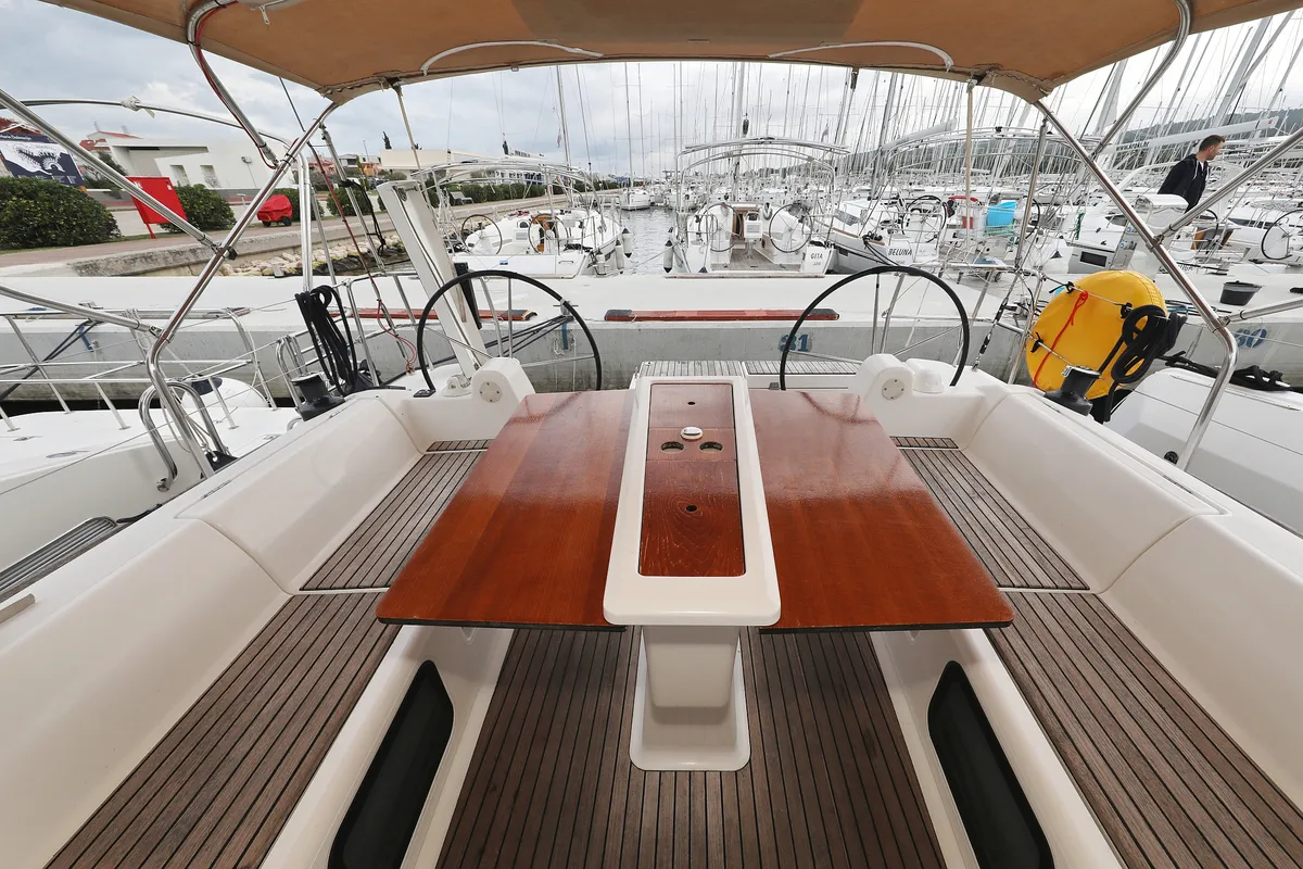 Deck of Family Office, a Dufour 412 GL sailboat at Općina Sukošan, Croatia