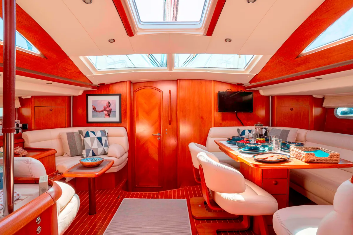 Salon of Honey Ryder, a Jeanneau 54 sailboat at Athens, Greece