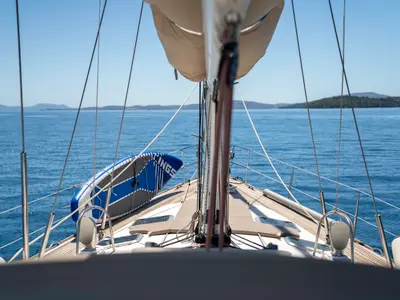 Deck of Honey Ryder, a Jeanneau 54 sailboat at Athens, Greece