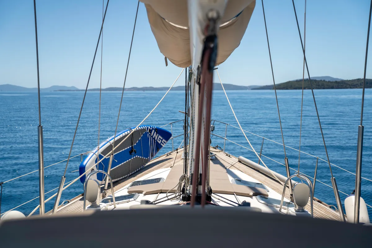Deck of Honey Ryder, a Jeanneau 54 sailboat at Athens, Greece