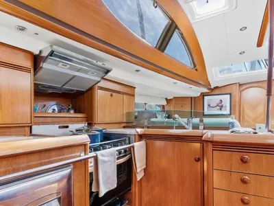 Galley of Honey Ryder, a Jeanneau 54 sailboat at Athens, Greece