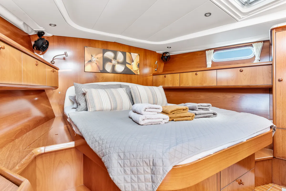 Cabin on Honey Ryder, a Jeanneau 54 sailboat at Athens, Greece