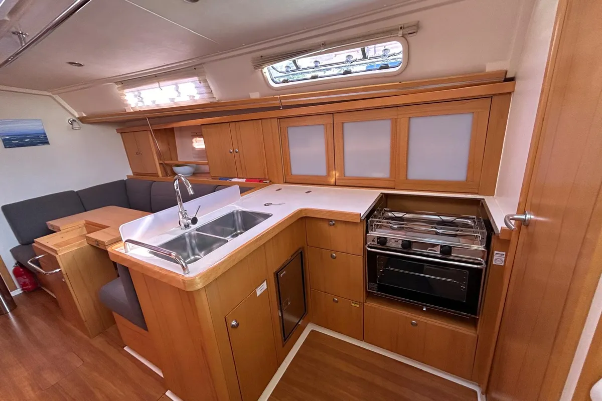 Galley of Mara, a Hanse 400 sailboat at Seget Donji, Croatia