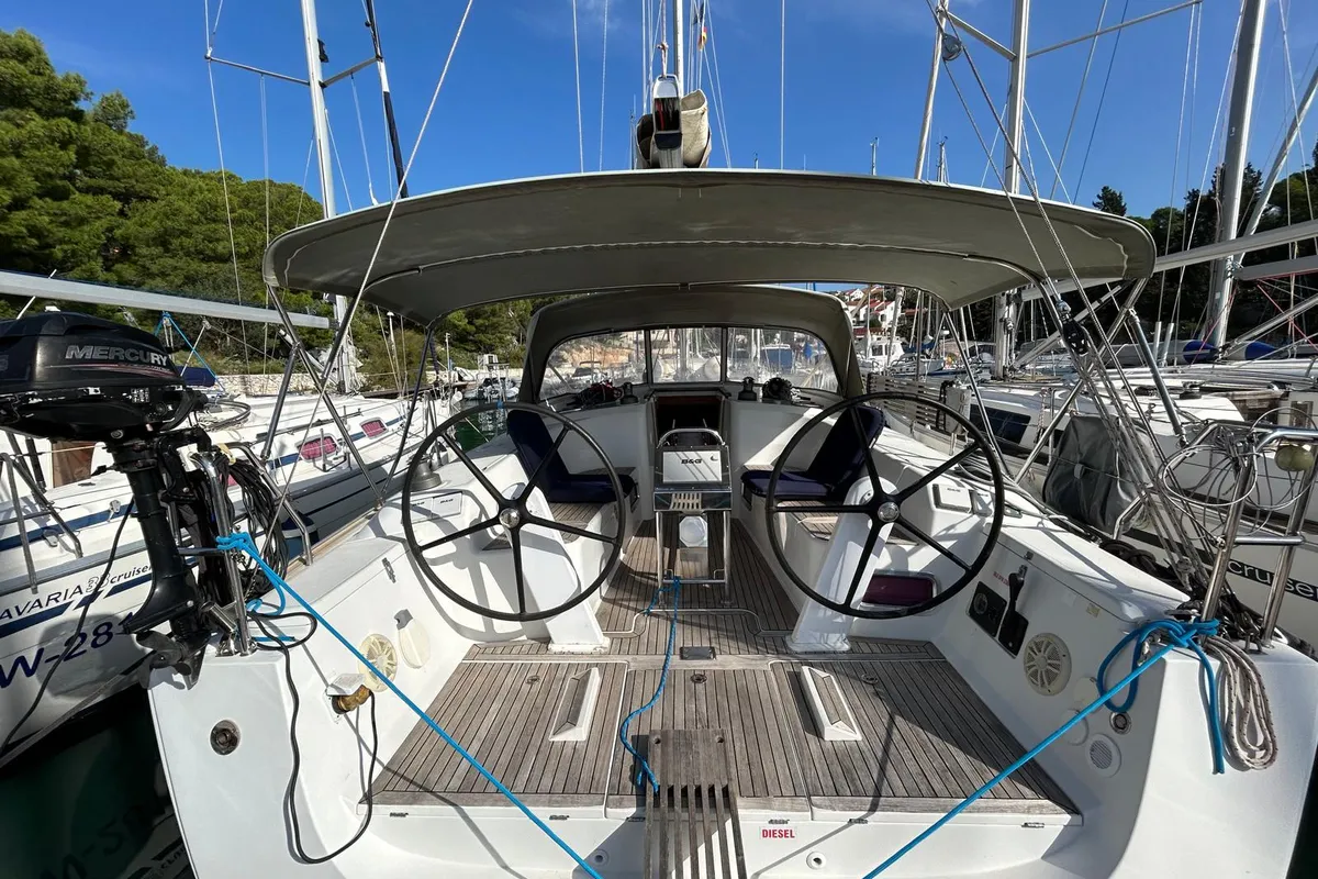 Exterior view of Mara, a Hanse 400 sailboat at Seget Donji, Croatia