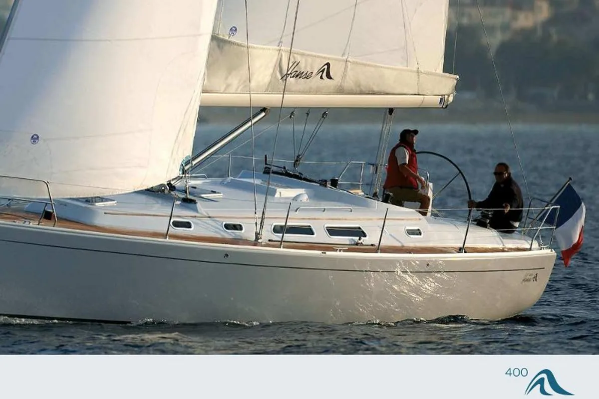 Exterior view of Mara, a Hanse 400 sailboat at Seget Donji, Croatia