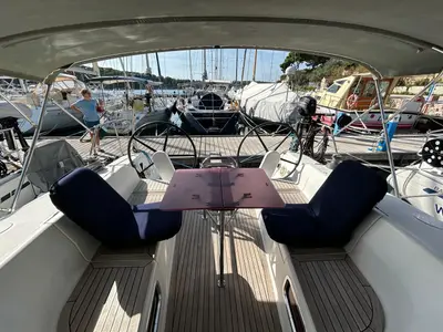 Cockpit of Mara, a Hanse 400 sailboat at Seget Donji, Croatia