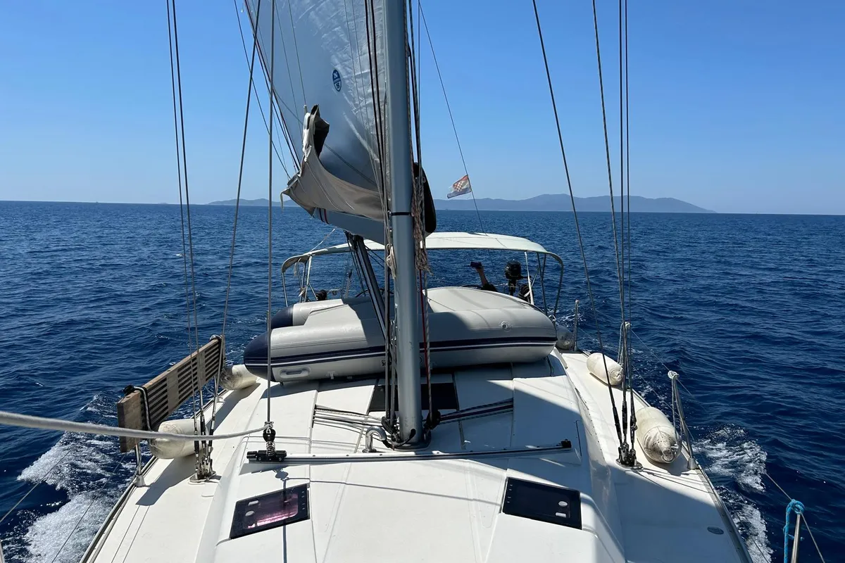 Exterior view of Mara, a Hanse 400 sailboat at Seget Donji, Croatia