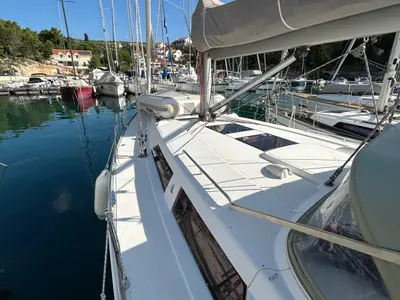 Deck of Mara, a Hanse 400 sailboat at Seget Donji, Croatia