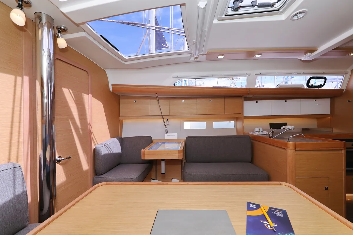 Salon of Themisto, a Dufour 412 GL sailboat at Biograd na Moru, Croatia