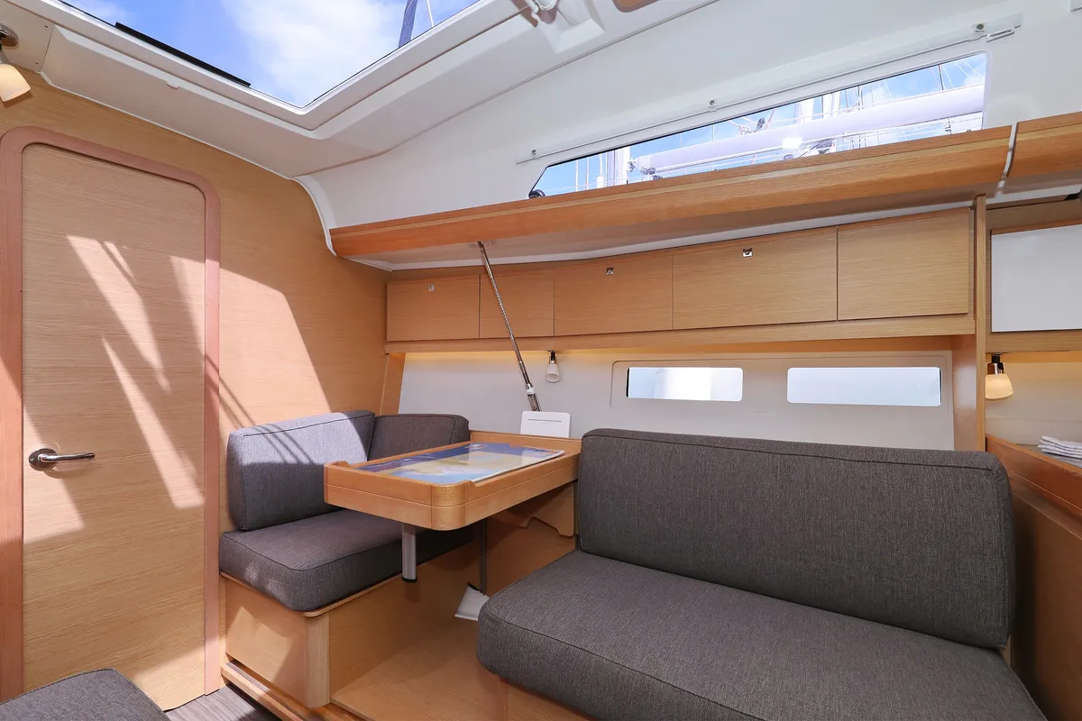 Salon of Themisto, a Dufour 412 GL sailboat at Biograd na Moru, Croatia