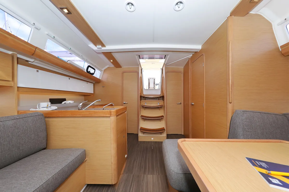 Salon of Themisto, a Dufour 412 GL sailboat at Biograd na Moru, Croatia