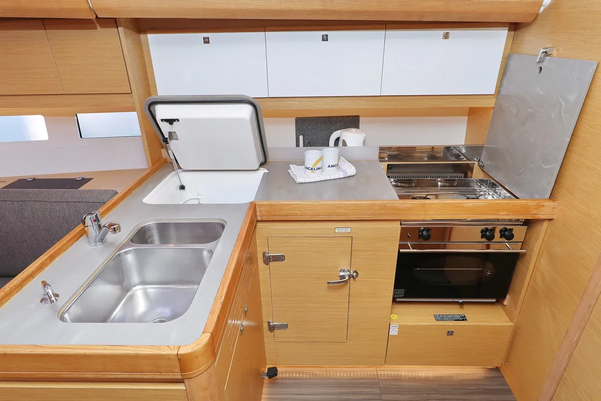 Galley of Themisto, a Dufour 412 GL sailboat at Biograd na Moru, Croatia