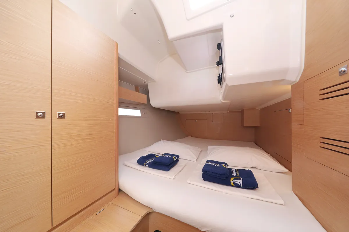 Cabin on Themisto, a Dufour 412 GL sailboat at Biograd na Moru, Croatia