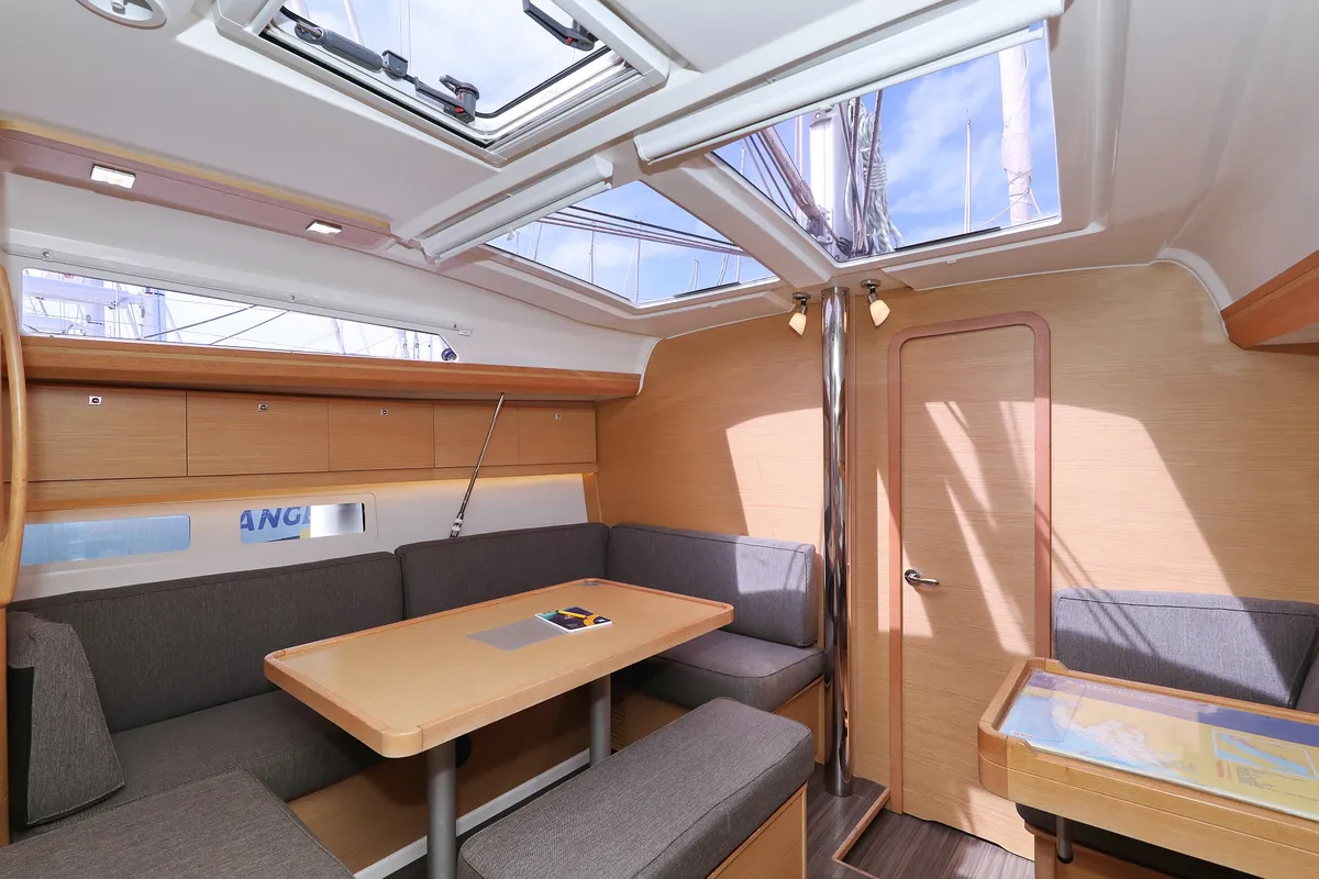 Salon of Themisto, a Dufour 412 GL sailboat at Biograd na Moru, Croatia
