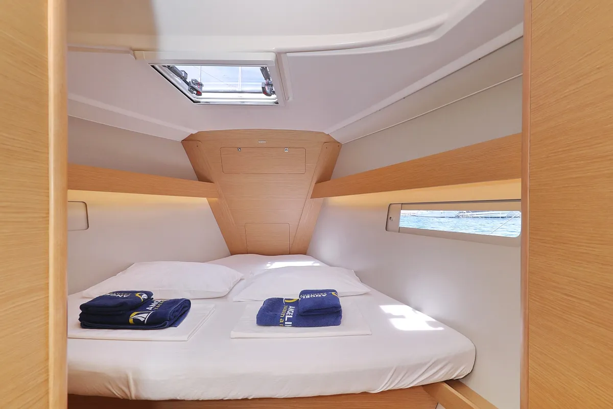 Cabin on Themisto, a Dufour 412 GL sailboat at Biograd na Moru, Croatia