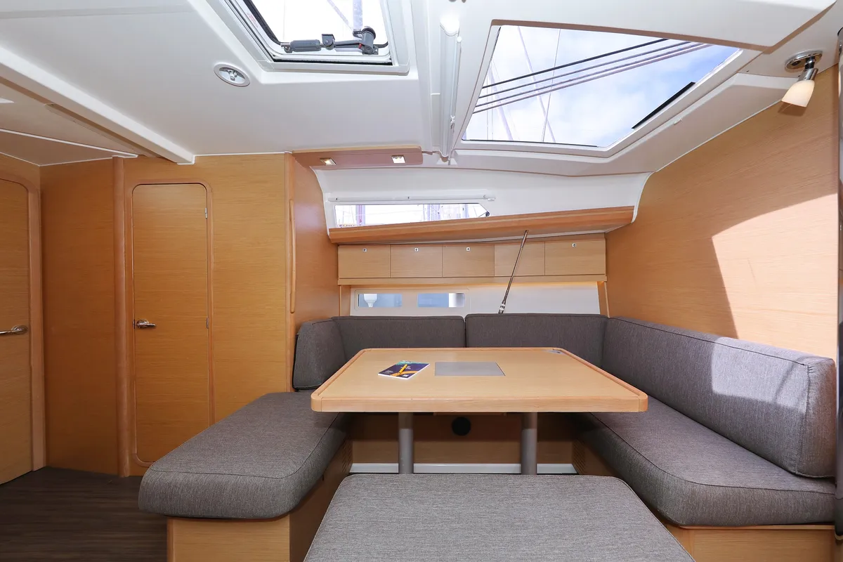 Salon of Themisto, a Dufour 412 GL sailboat at Biograd na Moru, Croatia