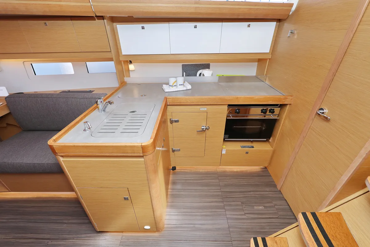 Galley of Themisto, a Dufour 412 GL sailboat at Biograd na Moru, Croatia
