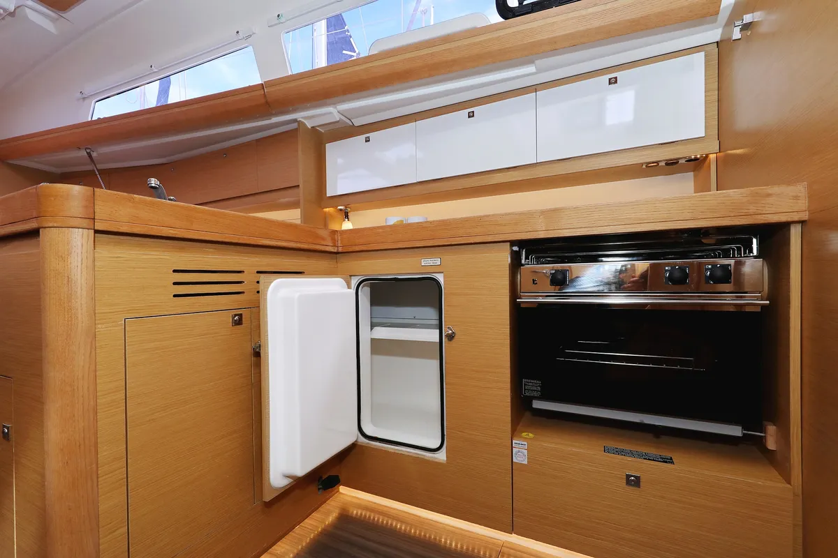 Galley of Themisto, a Dufour 412 GL sailboat at Biograd na Moru, Croatia