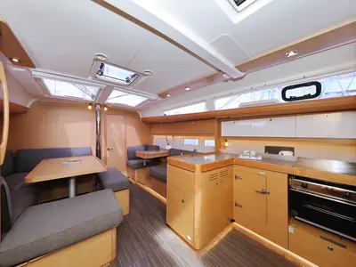 Galley of Themisto, a Dufour 412 GL sailboat at Biograd na Moru, Croatia