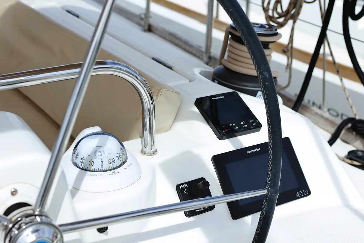 Cockpit of Themisto, a Dufour 412 GL sailboat at Biograd na Moru, Croatia