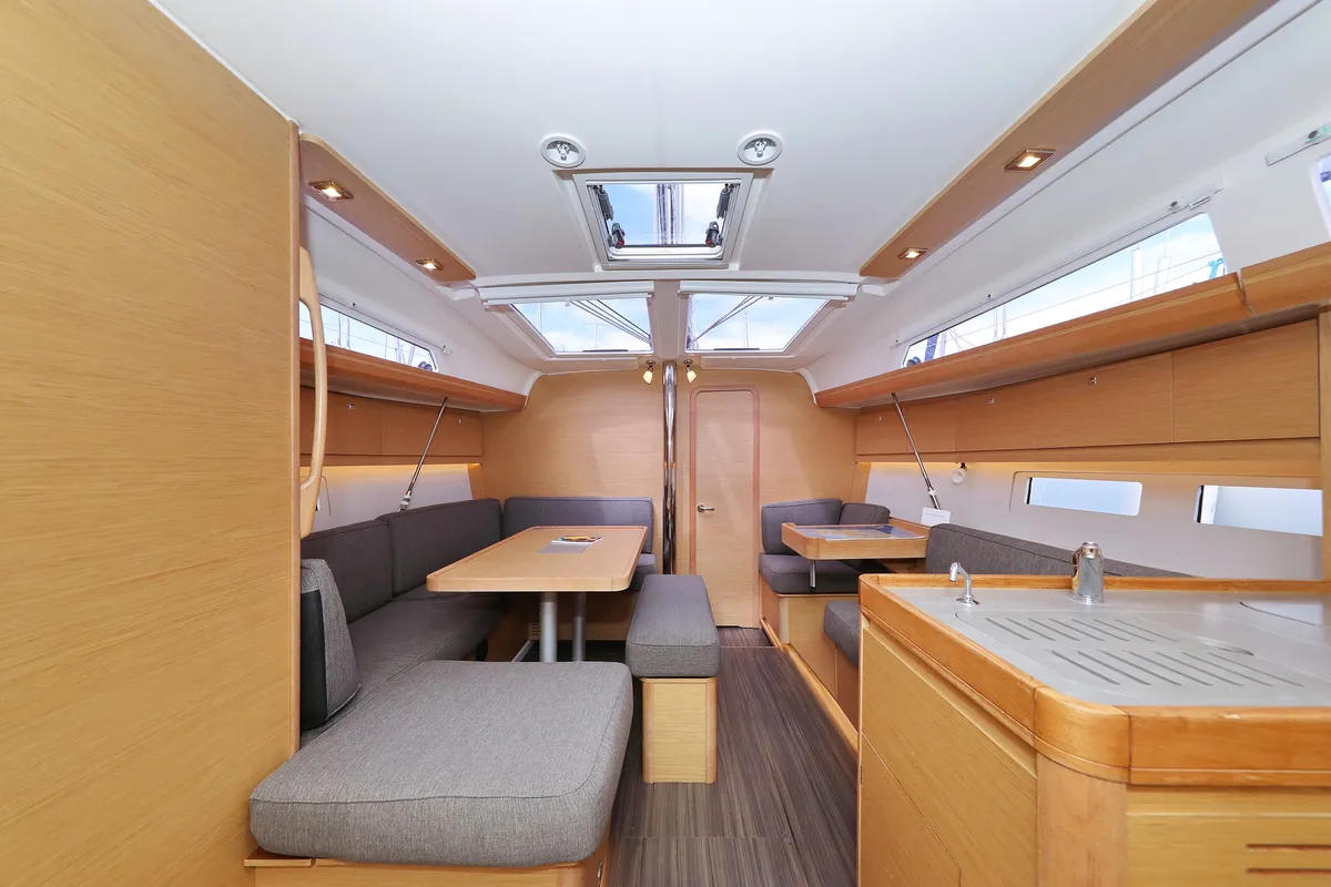 Salon of Themisto, a Dufour 412 GL sailboat at Biograd na Moru, Croatia