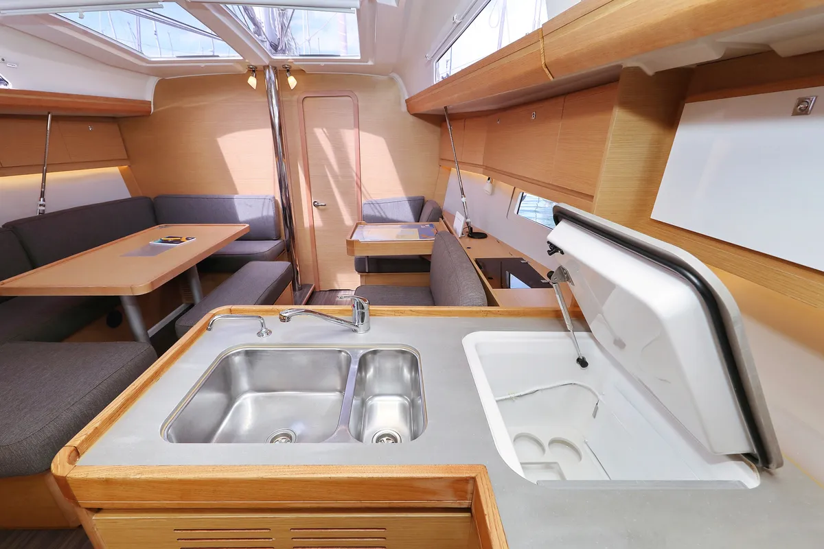 Salon of Themisto, a Dufour 412 GL sailboat at Biograd na Moru, Croatia