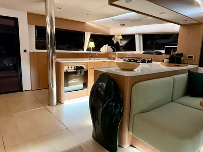 Galley of Romar V, a Bali 5.8 catamaran at Athens, Greece