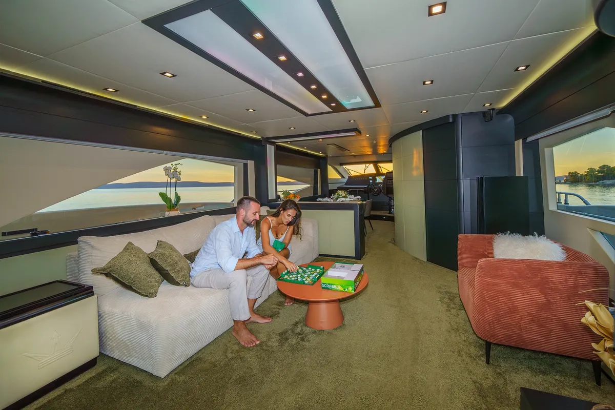 Salon of Dalia, a Dominator 780S Deluxe motor yacht at Općina Sukošan, Croatia