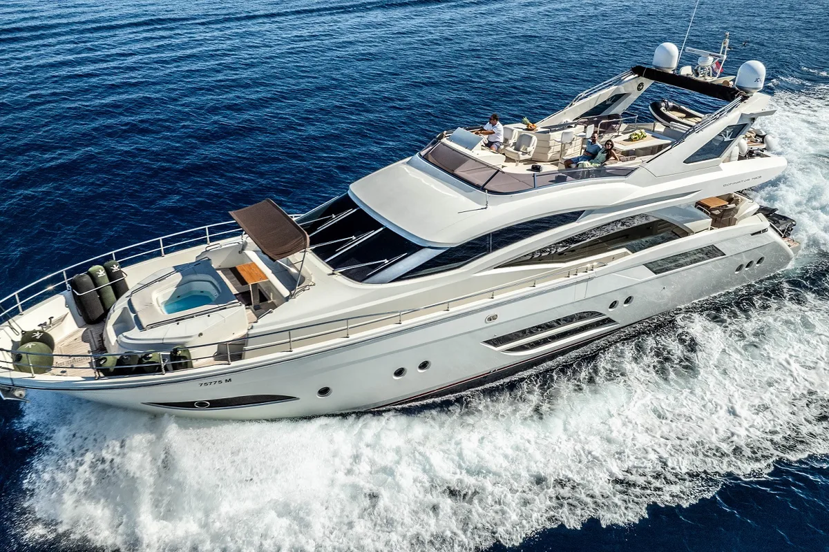 Exterior view of Dalia, a Dominator 780S Deluxe motor yacht at Općina Sukošan, Croatia