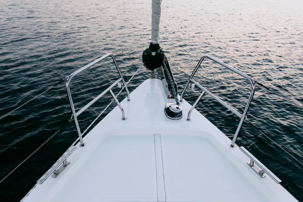 Deck of Elli, a Bavaria C57 sailboat at Athens, Greece