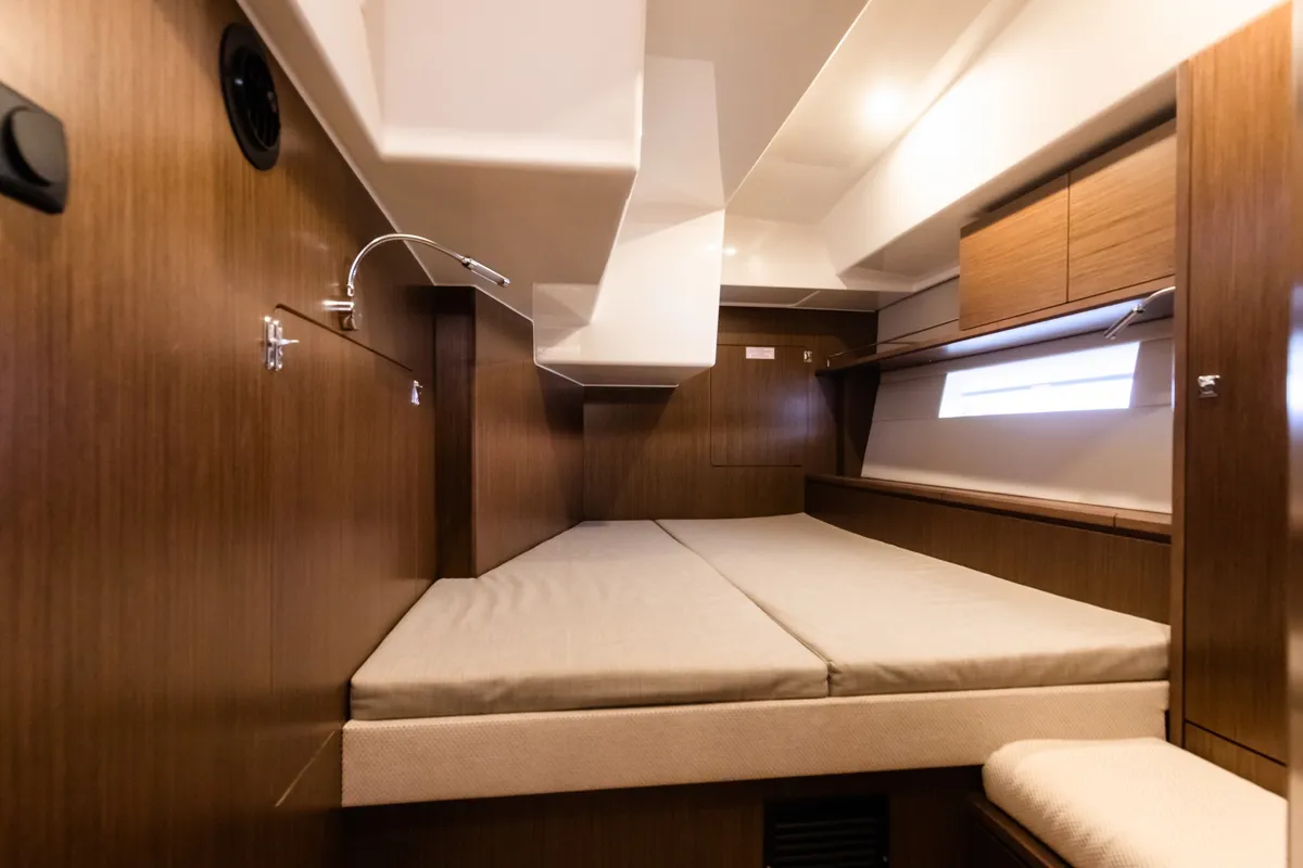 Cabin on Elli, a Bavaria C57 sailboat at Athens, Greece