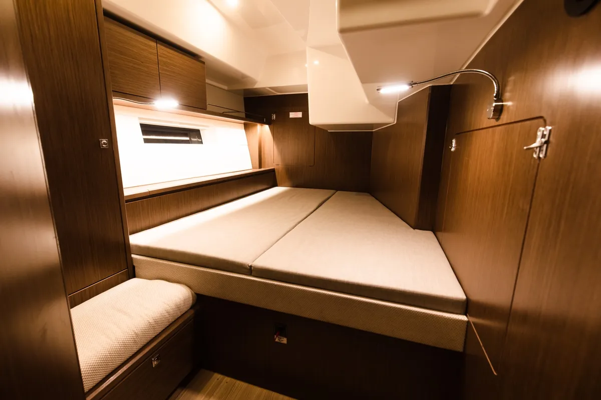 Cabin on Elli, a Bavaria C57 sailboat at Athens, Greece