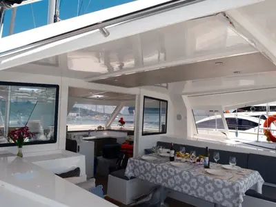 Deck of Nautitech 40 Open, a catamaran at Mai Khao, Thailand