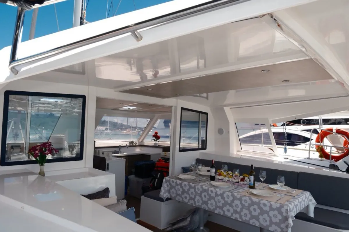 Deck of Nautitech 40 Open, a catamaran at Mai Khao, Thailand