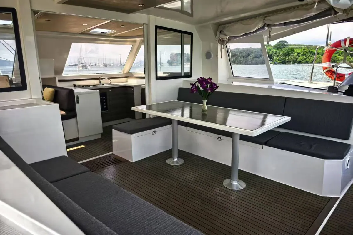 Deck of Nautitech 40 Open, a catamaran at Mai Khao, Thailand