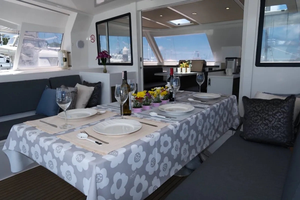 Salon of Nautitech 40 Open, a catamaran at Mai Khao, Thailand