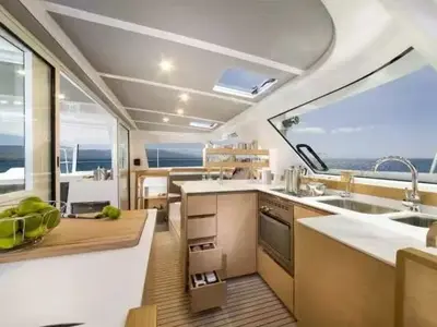 Galley of Nautitech 40 Open, a catamaran at Mai Khao, Thailand
