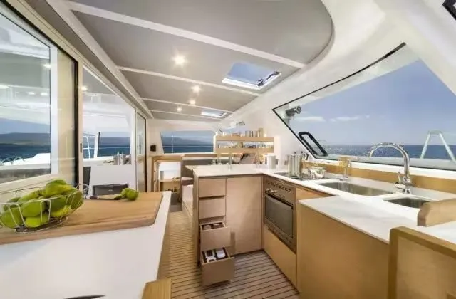 Galley of Nautitech 40 Open, a catamaran at Mai Khao, Thailand