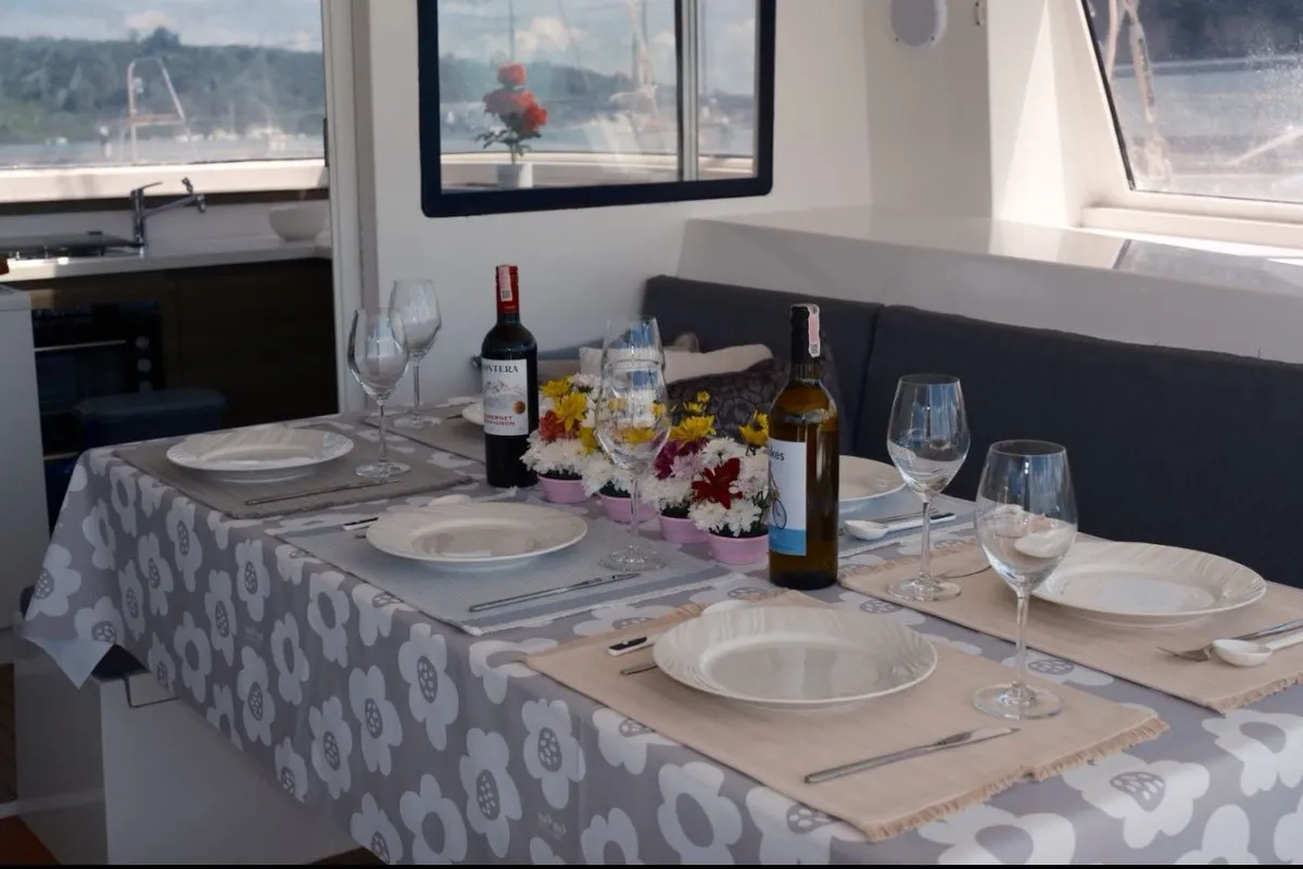 Salon of Nautitech 40 Open, a catamaran at Mai Khao, Thailand