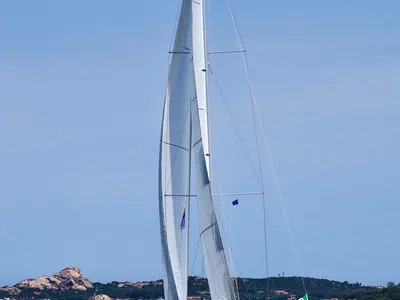 Exterior view of Noah - Water maker, Solar Panel, a Dufour 430 sailboat at Cannigione, Italy