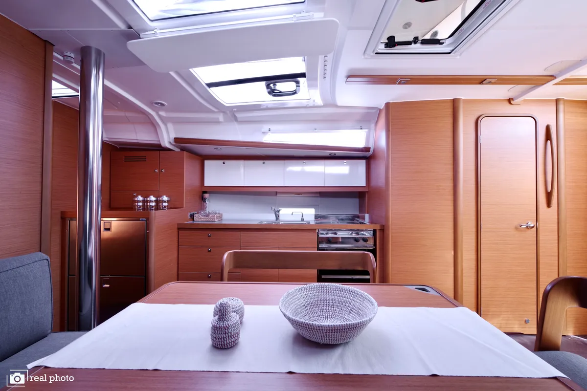 Salon of Noah - Water maker, Solar Panel, a Dufour 430 sailboat at Cannigione, Italy