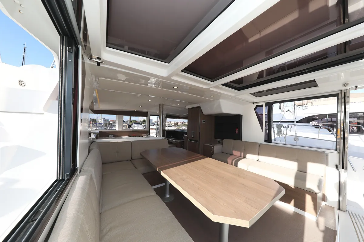 Salon of Air Space, a Bali 4.2 catamaran at Grad Vodice, Croatia