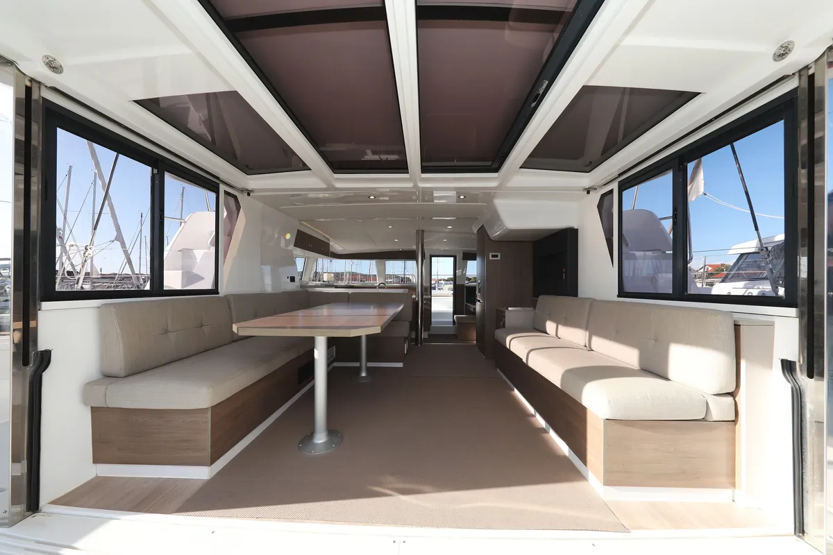 Salon of Air Space, a Bali 4.2 catamaran at Grad Vodice, Croatia