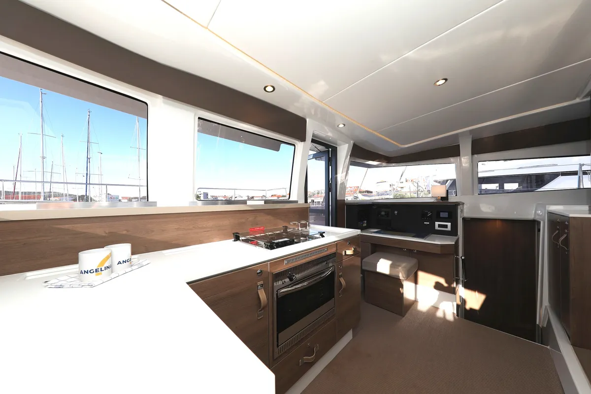 Galley of Air Space, a Bali 4.2 catamaran at Grad Vodice, Croatia