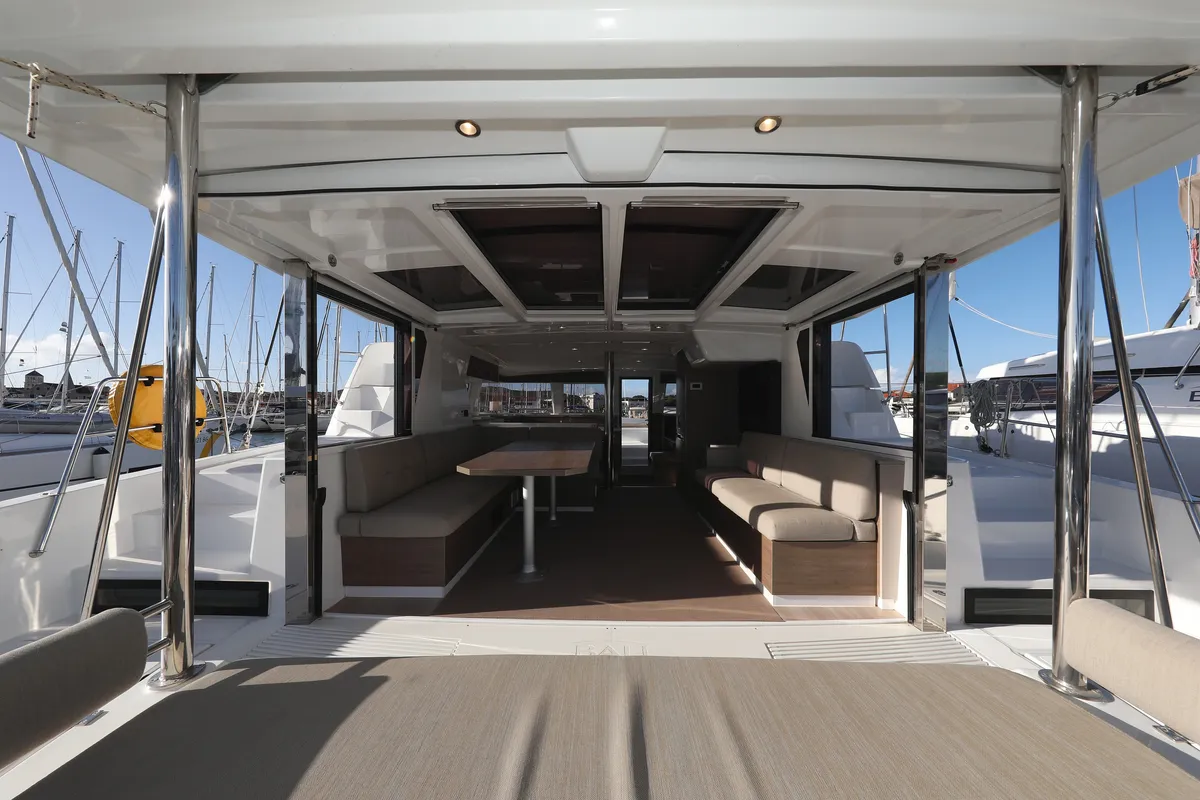 Deck of Air Space, a Bali 4.2 catamaran at Grad Vodice, Croatia