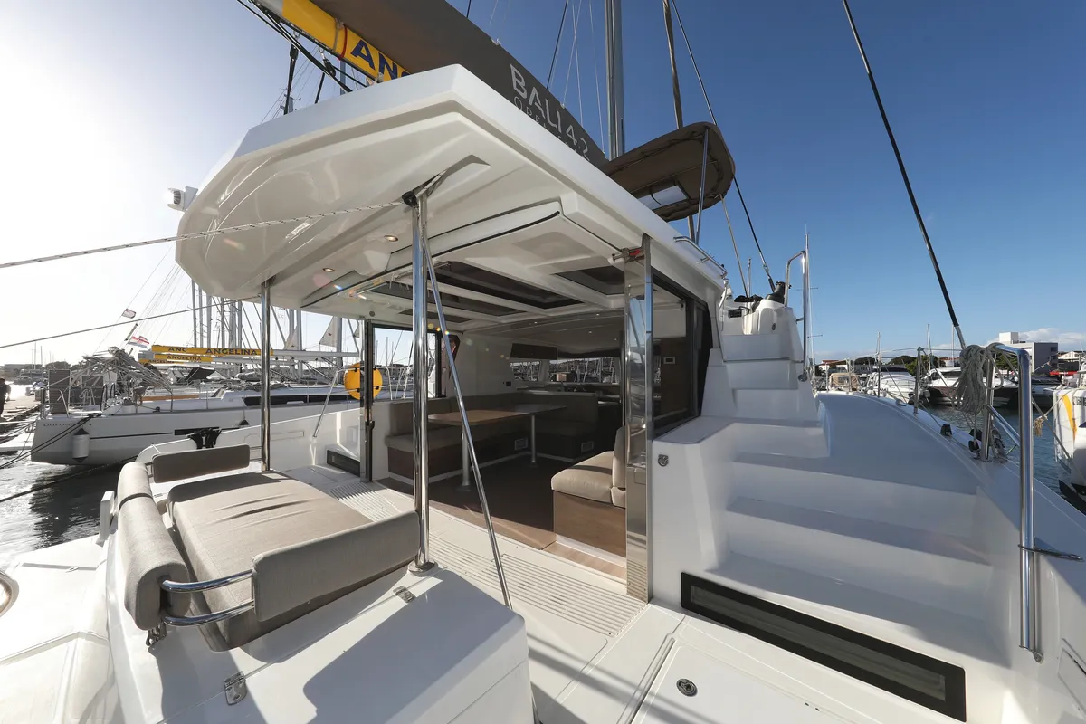 Deck of Air Space, a Bali 4.2 catamaran at Grad Vodice, Croatia